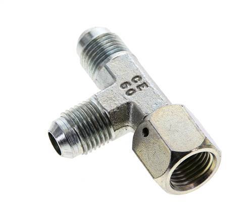 JIC Tee Fitting UNF 9/16''-18 Female x Male Steel 350bar (4917.5psi)