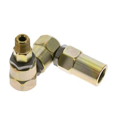 Swivel Joint 3/8'' NPT Male x 1/2'' NPT Female Z-shape Steel PTFE 350bar (4917.5psi)