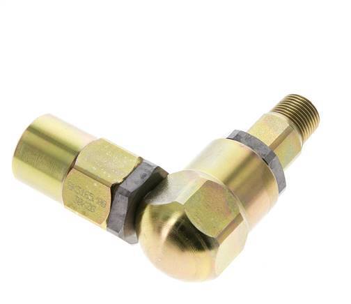Junta giratoria 3/8'' macho R x hembra Rp en L Acero NBR 350bar (4917.5psi)