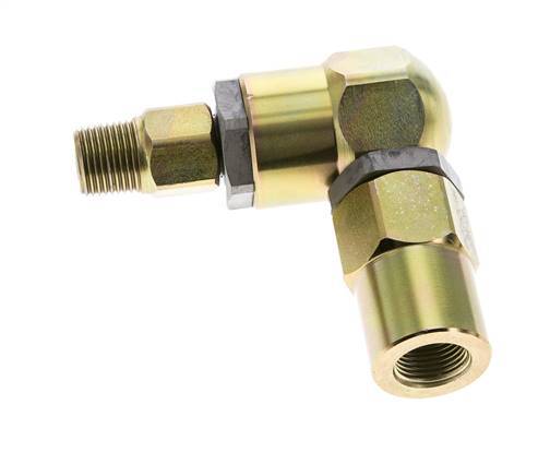 Junta giratoria 3/8'' macho R x hembra Rp en L Acero NBR 350bar (4917.5psi)