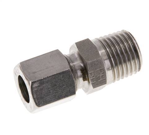 R 1/4'' Macho x 8LL Anillo de corte recto de acero inoxidable 100 Bar DIN 2353