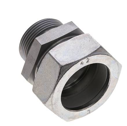 G 1 1/4'' Male x 42L Zinc plated Steel Straight Cutting Ring with FKM Seal 160 Bar DIN 2353