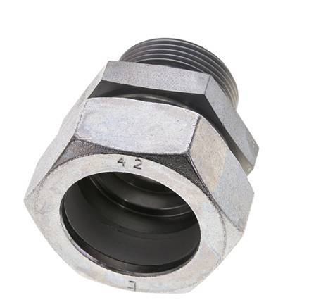 G 1 1/4'' Male x 42L Zinc plated Steel Straight Cutting Ring with FKM Seal 160 Bar DIN 2353