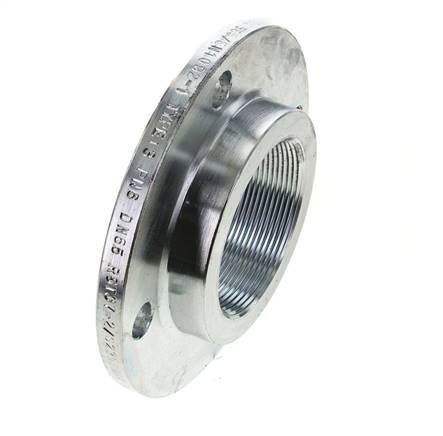 Threaded Flange DN65-PN6 Rp 2-1/2'' Zinc-Plated Steel DIN 2565 And EN 1092-1 (Type 13)