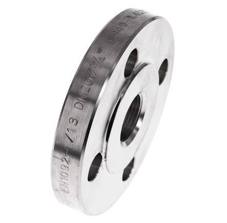 Threaded Flange DN20-PN40 Rp 3/4'' Stainless Steel 1.4571 DIN 2567 And EN 1092-1 (Type 13)