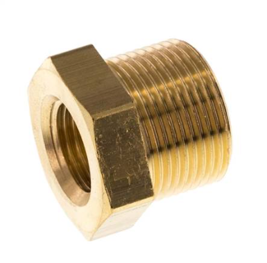 Niple reductor de latón M24x1.5 macho x M16x1.5 hembra 16bar (232psi)