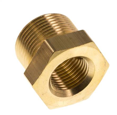 Niple reductor de latón M24x1.5 macho x M16x1.5 hembra 16bar (232psi)