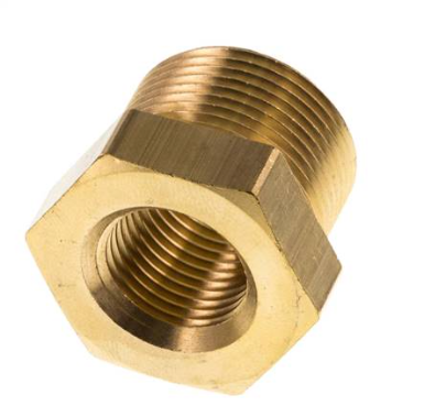 Niple reductor de latón M24x1.5 macho x M16x1.5 hembra 16bar (232psi)