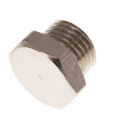 G 1/4'' Nickel plated Brass Closing plug with Outer Hex 16 Bar [10 Pieces]