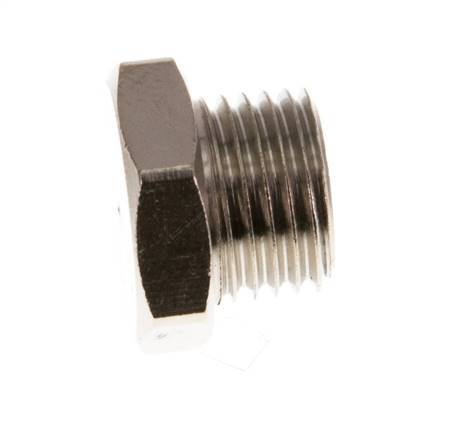 G 1/4'' Nickel plated Brass Closing plug with Outer Hex 16 Bar [10 Pieces]