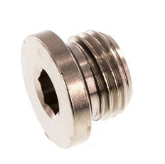 G 1/4'' Nickel plated Brass Closing plug with Inner Hex and NBR Seal 16 Bar [5 Pieces]