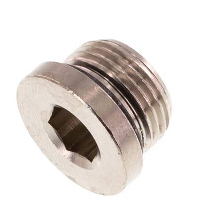 G 3/8'' Nickel plated Brass Closing plug with Inner Hex and NBR Seal 16 Bar [5 Pieces]