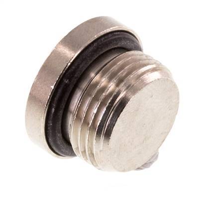 G 3/8'' Nickel plated Brass Closing plug with Inner Hex and NBR Seal 16 Bar [5 Pieces]