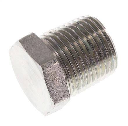 3/8'' NPT Male Zinc plated Steel Closing plug with Outer Hex 210 Bar [2 Pieces]