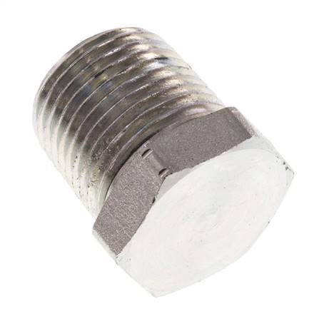 3/8'' NPT Male Zinc plated Steel Closing plug with Outer Hex 210 Bar [2 Pieces]