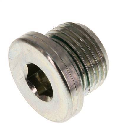 G 1/2'' Macho Tapón de cierre de acero galvanizado con hexágono interior y junta FKM 400 Bar [2 Piezas]