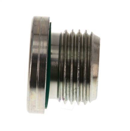 G 1/2'' Macho Tapón de cierre de acero galvanizado con hexágono interior y junta FKM 400 Bar [2 Piezas]