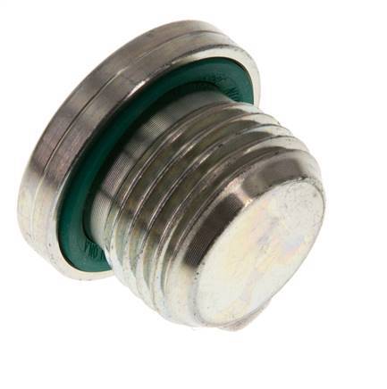 G 1/2'' Macho Tapón de cierre de acero galvanizado con hexágono interior y junta FKM 400 Bar [2 Piezas]