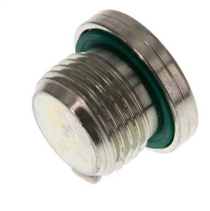 G 1/2'' Macho Tapón de cierre de acero galvanizado con hexágono interior y junta FKM 400 Bar [2 Piezas]