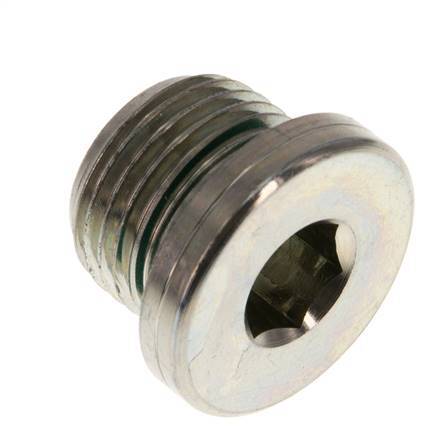 G 1/2'' Macho Tapón de cierre de acero galvanizado con hexágono interior y junta FKM 400 Bar [2 Piezas]