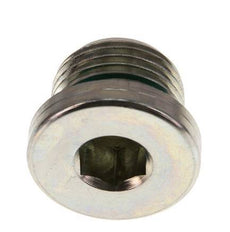 G 1/2'' Macho Tapón de cierre de acero galvanizado con hexágono interior y junta FKM 400 Bar [2 Piezas]