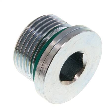 G 3/4'' Macho Tapón de cierre de acero galvanizado con hexágono interior y junta FKM 400 Bar [2 Piezas]