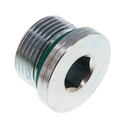 G 3/4'' Macho Tapón de cierre de acero galvanizado con hexágono interior y junta FKM 400 Bar [2 Piezas]