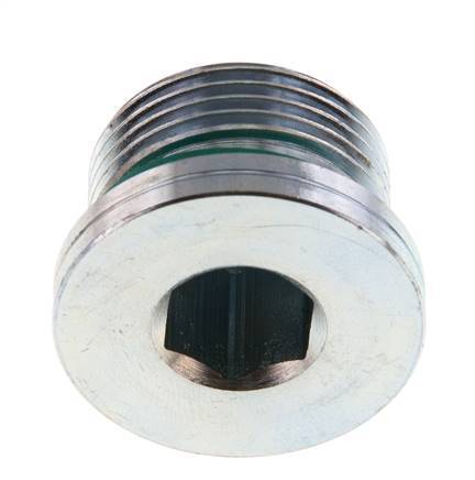 G 3/4'' Macho Tapón de cierre de acero galvanizado con hexágono interior y junta FKM 400 Bar [2 Piezas]