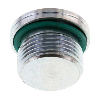G 3/4'' Macho Tapón de cierre de acero galvanizado con hexágono interior y junta FKM 400 Bar [2 Piezas]