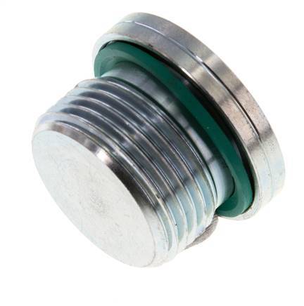 G 3/4'' Macho Tapón de cierre de acero galvanizado con hexágono interior y junta FKM 400 Bar [2 Piezas]