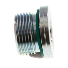 G 3/4'' Macho Tapón de cierre de acero galvanizado con hexágono interior y junta FKM 400 Bar [2 Piezas]