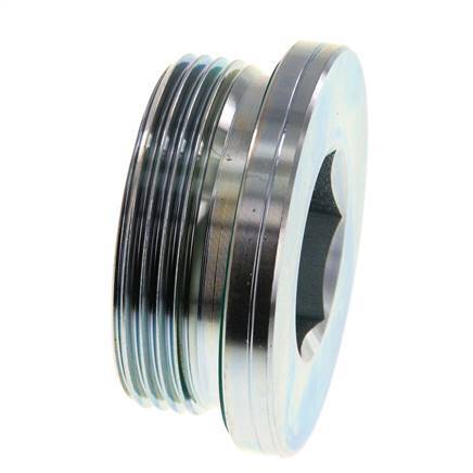 G 1 1/2'' Macho Tapón de cierre de acero galvanizado con hexágono interior y junta FKM 250 Bar