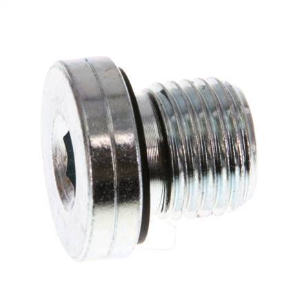 G 1/4'' Macho Tapón de cierre de acero galvanizado con hexágono interior y junta NBR 400 Bar [5 Piezas]