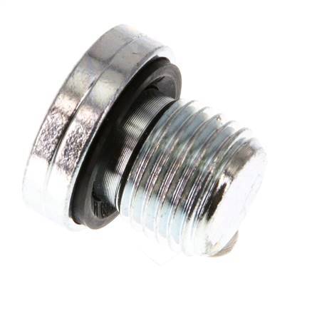 G 1/4'' Macho Tapón de cierre de acero galvanizado con hexágono interior y junta NBR 400 Bar [5 Piezas]