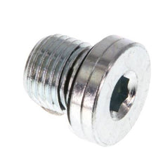 G 1/4'' Macho Tapón de cierre de acero galvanizado con hexágono interior y junta NBR 400 Bar [5 Piezas]