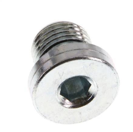 G 1/4'' Macho Tapón de cierre de acero galvanizado con hexágono interior y junta NBR 400 Bar [5 Piezas]