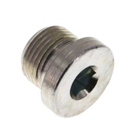 G 3/8'' Macho Tapón de cierre de acero galvanizado con hexágono interior y junta NBR 400 Bar [2 Piezas]