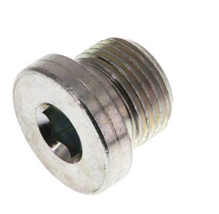 G 3/8'' Macho Tapón de cierre de acero galvanizado con hexágono interior y junta NBR 400 Bar [2 Piezas]