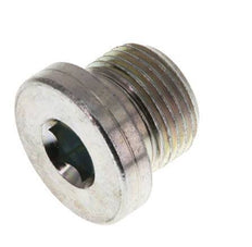 G 3/8'' Macho Tapón de cierre de acero galvanizado con hexágono interior y junta NBR 400 Bar [2 Piezas]