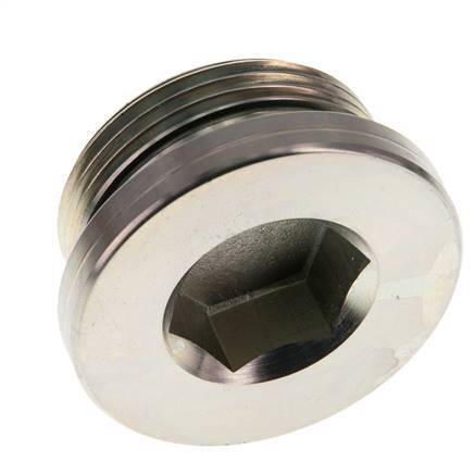 G 1 1/4'' Macho Tapón de cierre de acero galvanizado con hexágono interior y junta NBR 250 Bar