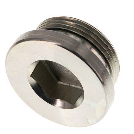 G 1 1/4'' Macho Tapón de cierre de acero galvanizado con hexágono interior y junta NBR 250 Bar
