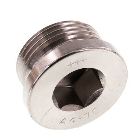 G 1'' Stainless steel Closing plug with Inner Hex 40 Bar