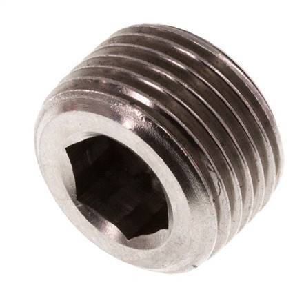 G 3/8'' Tapón de cierre de acero inoxidable con hexágono interior sin collarín 40 Bar