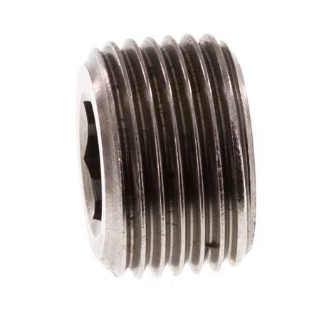 G 3/8'' Tapón de cierre de acero inoxidable con hexágono interior sin collarín 40 Bar