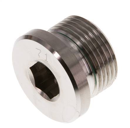 G 3/4'' Macho Tapón de cierre de acero inoxidable con hexágono interior y junta FKM 400 Bar