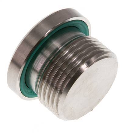 G 3/4'' Macho Tapón de cierre de acero inoxidable con hexágono interior y junta FKM 400 Bar