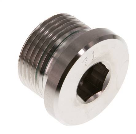 G 3/4'' Macho Tapón de cierre de acero inoxidable con hexágono interior y junta FKM 400 Bar