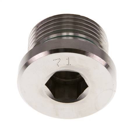 G 3/4'' Macho Tapón de cierre de acero inoxidable con hexágono interior y junta FKM 400 Bar