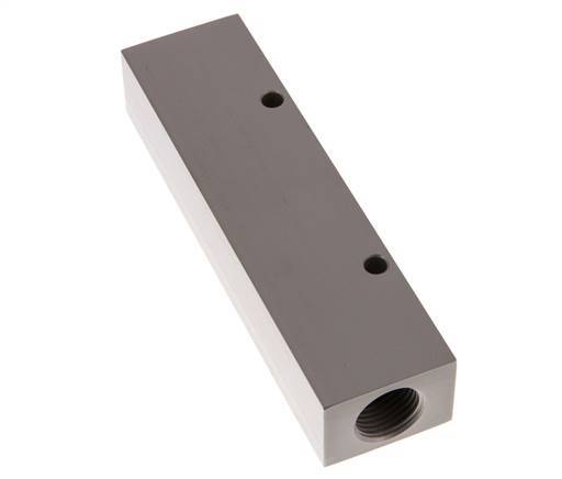 2xG 1/2'' x 4xG 1/4'' Bloque distribuidor de aluminio de una cara 16 barras