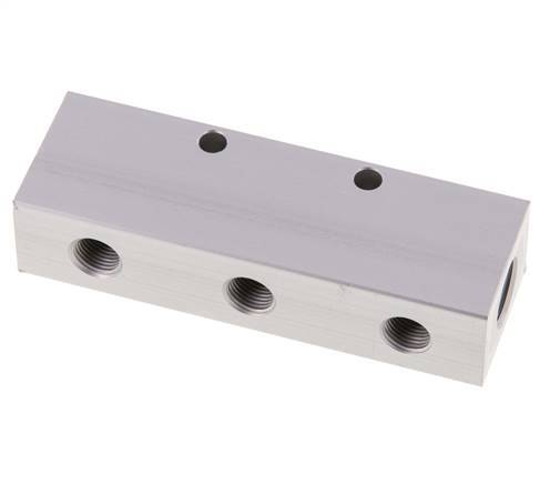 2xG 1/4'' x 6xG 1/8'' Bloque distribuidor de aluminio de doble cara de 16 barras